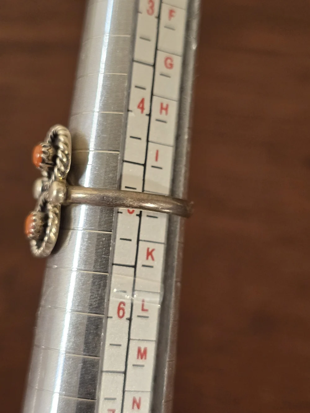 Sterling Style Double Orange Cabochon Rope Ring